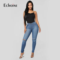 Thumbnail for Echoine Spring Fashion Women Solid High Waist Skinny Pencil  Ripped