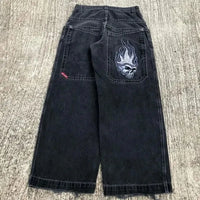 Thumbnail for JNCO Jeans Y2K Harajuku Hip Hop Poker Graphic Retro Blue Baggy Jeans