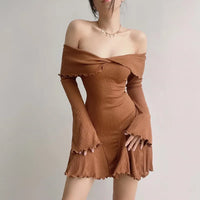 Thumbnail for Autumn Black A-LINE Dress Women Streetwear Sexy Strapless Off Shoulder