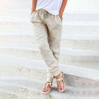 Thumbnail for Tops Cotton Linen Drawstring Y2k Cargo Pants Women Streetwear Elastic