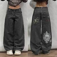 Thumbnail for High Street Hip Hop Retro Blue Distressed Striped Denim Loose Pants