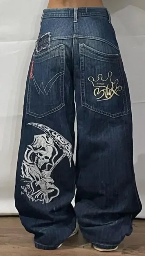 Y2K Street Jeans Hip-hop Letter Embroidery SIRI Classic Retro Loose