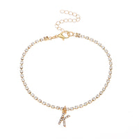 Thumbnail for Crystal Zircon Initial Letter Ankle Bracelet Alphabet Anklets for