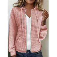 Thumbnail for Elegant And Fashionable Plaid New Casual Style Loose Zippered Hooded