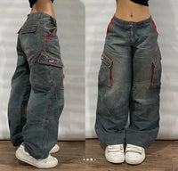 Thumbnail for Y2K Street Fashion New Oversized Printed Loose Jeans Male Harajuku