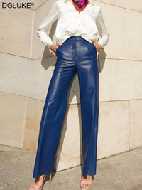 Thumbnail for New In PU Faux Leather Pants Women High Waist Fleece Lined Winter