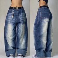 Thumbnail for Y2K Street Jeans Hip-hop Letter Embroidery SIRI Classic Retro Loose