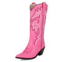 Thumbnail for Pink Cowboy Cowgirl Woman Boots for Women 2023 Retro Western