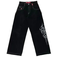 Thumbnail for 2024 American Retro Jeans Y2K Big Pattern Trousers Loose Jeans Gothic