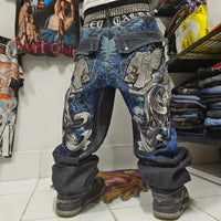 Thumbnail for Y2K Street Fashion New Oversized Printed Loose Jeans Male Harajuku