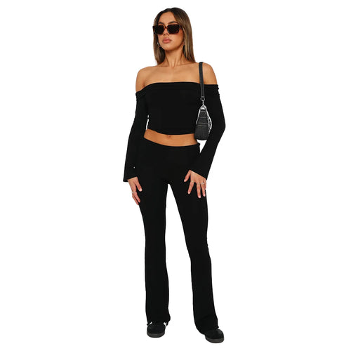 Y2k Low Waist Flare Pants Women Spring Solid Casual Streetwear Slim