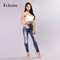 Thumbnail for Echoine Spring Fashion Women Solid High Waist Skinny Pencil  Ripped