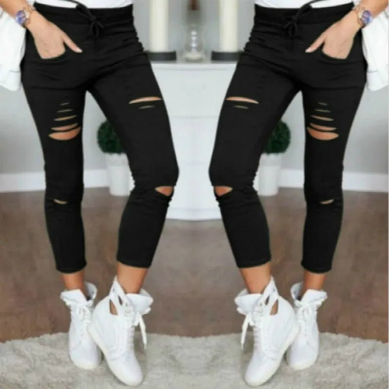 New Ripped Jeans for Women Women Big Size Ripped Trousers Stretch