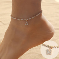 Thumbnail for Crystal Zircon Initial Letter Ankle Bracelet Alphabet Anklets for