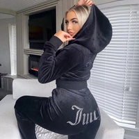 Thumbnail for Chic Thin Velvet 2023 Autumn Juicy Apple Tracksuit 2 Pieces Set Hoodie