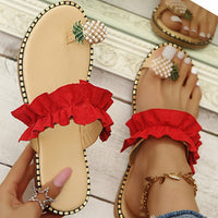 Thumbnail for Pineapple Pearl Beach Slides Flat Toe Casual Womens Slippers