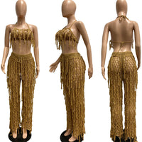 Thumbnail for Hollow Out Hand Crochet Tassel 2 Piece Sets Women Sexy Summer Beach