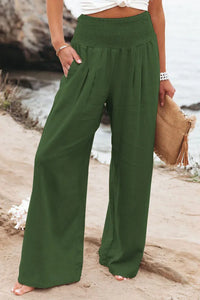 Thumbnail for Women's Wide Leg Pants Summer Solid Loose Casual Vintage Cotton Linen