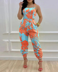 Thumbnail for Women's Jumpsuit Elegant Sexy Suspender Printed Jumpsuits Casual Hip