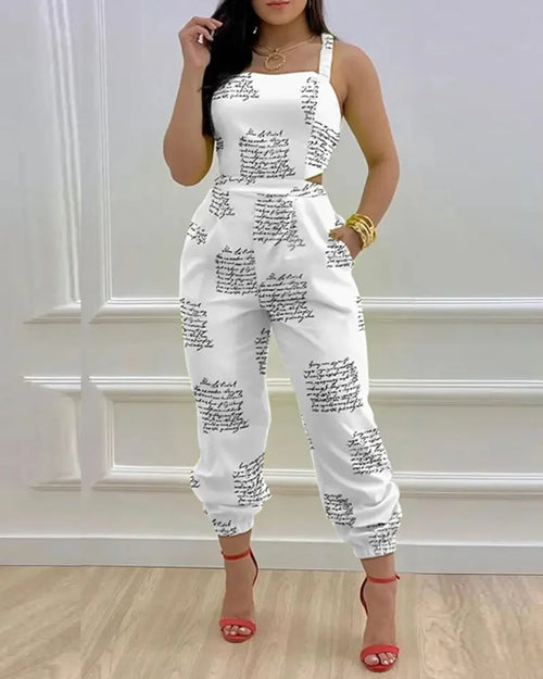 Women's Jumpsuit Elegant Sexy Suspender Printed Jumpsuits Casual Hip