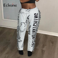 Thumbnail for Echoine Women Print Side Tassel Autumn Pants High Waist Activewear