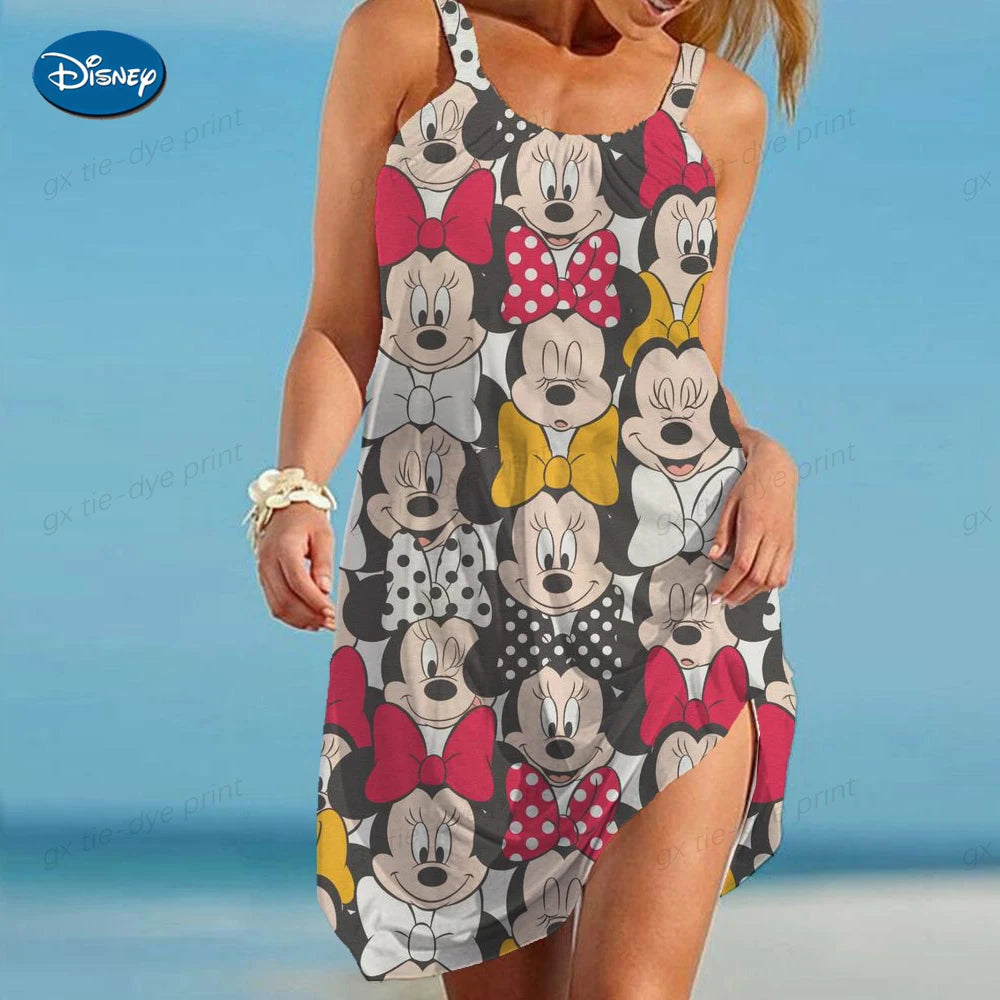 Cartoon Sexy Dress Minnie Mouse Robe Disney Summer Dresses Woman 2023