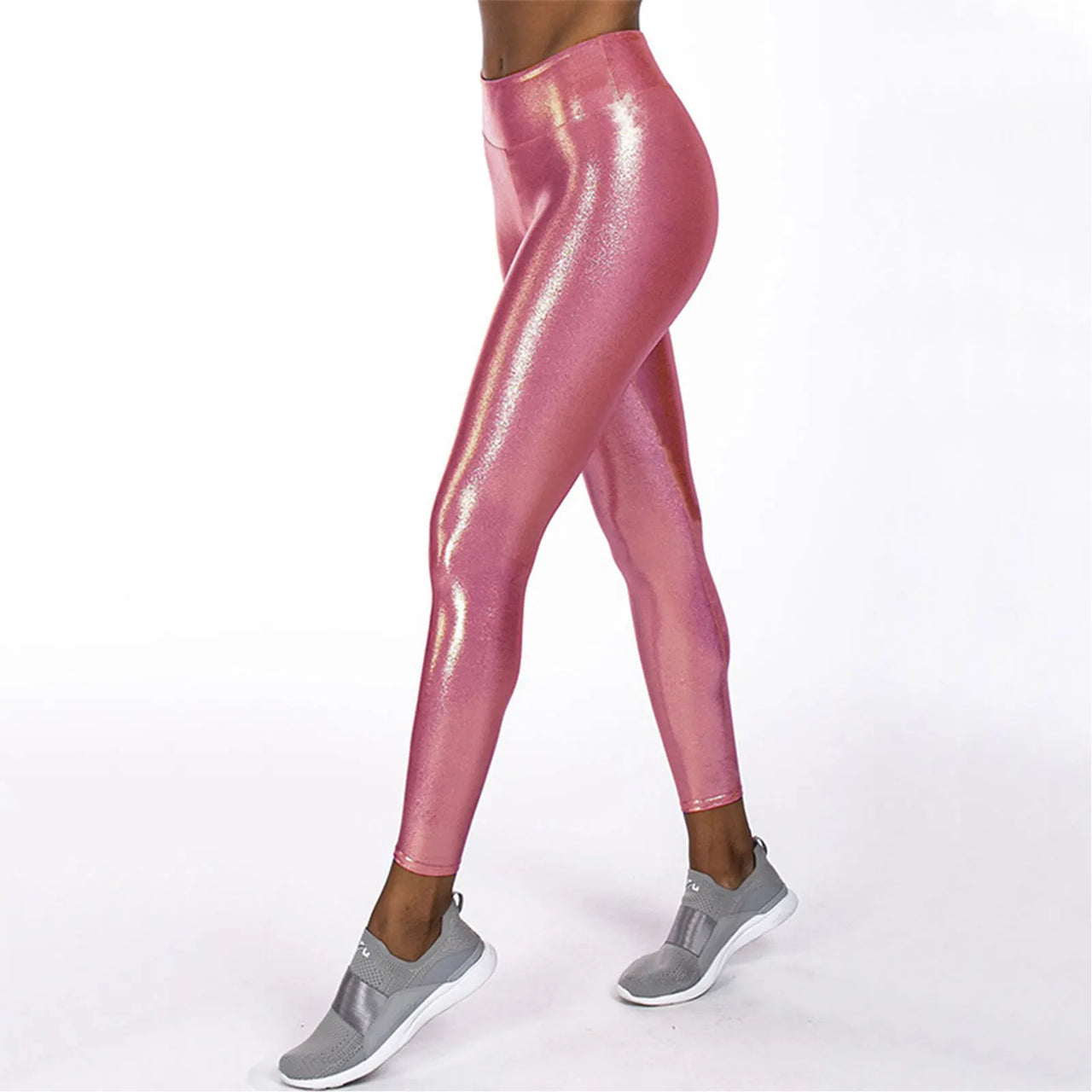 Women's Metallic Shiny Skinny Leggings Stretchy Naked Feeling Yoga