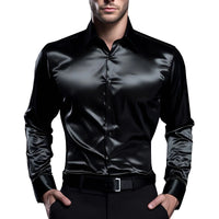 Thumbnail for Men's Satin Luxury Dress Shirts Fashion Silk Smooth Male Tuxedo Shirt