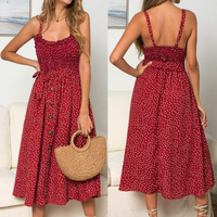 Thumbnail for Women Spaghetti Straps Polka Dot Maxi Dress