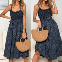 Thumbnail for Women Spaghetti Straps Polka Dot Maxi Dress