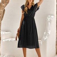 Thumbnail for Womens V Neck Ruffle Sleeve Summer Dress