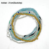 Thumbnail for 7Pcs/Set Bohemian Multicolor Beaded Chain Anklet Bracelet Set for