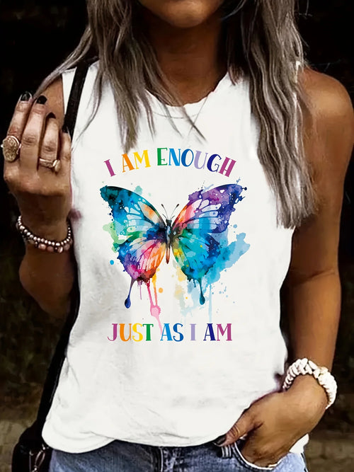 Women's Sleeveless Vest White T-shirt