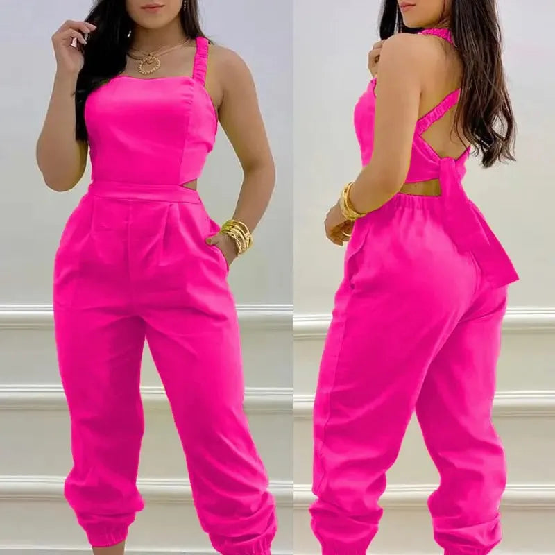 Women's Jumpsuit Elegant Sexy Suspender Printed Jumpsuits Casual Hip