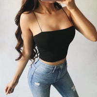 Thumbnail for Sexy Halter Strapless Tank Tops Black Sleeveless Wrap Short Crop Tops