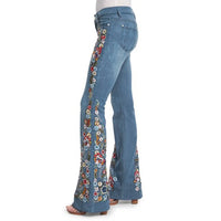 Thumbnail for Blue Jeans Women Stretch Floral Embroidered Flared Jeans Fashion High