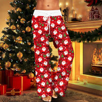 Thumbnail for Christmas Printed Pants Women Vintage Elastic High Waist Drawstring