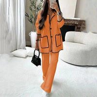 Thumbnail for Women Elegant 2 Piece Set Contrast Color Patchwork Long Sleeve Jacket