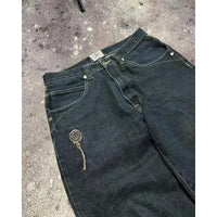 Thumbnail for 2024 High Street Embroidered New Skull Jeans Y2K Washed Gothic High