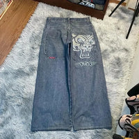 Thumbnail for American high street jeans men's goth Harajuku fashion wide leg jeans