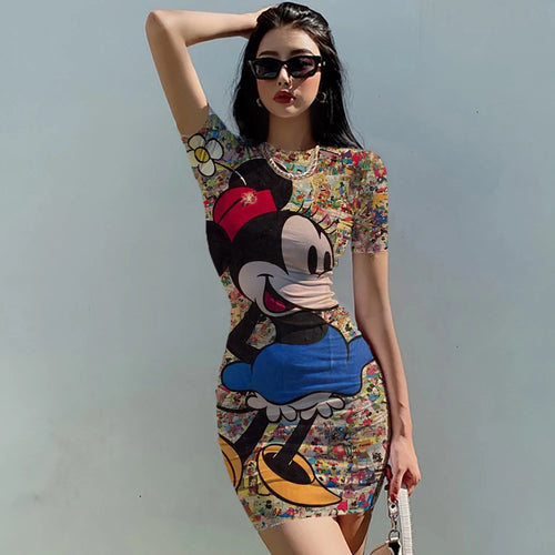 Disney Sexy Minnie Mickey Mouse Cartoon Print Bodycon Slim Pencil