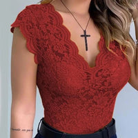 Thumbnail for Womens V Neck Sexy Lace Casual Vest Tank Tops Ladies Slim Fit