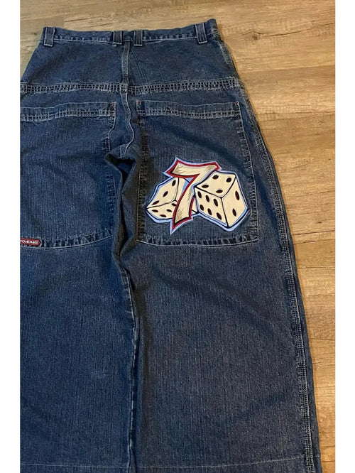 Hip Hop Rock Embroidery Pattern JNCO Jeans Men Women 2023 New Fashion