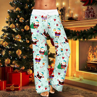 Thumbnail for Christmas Printed Pants Women Vintage Elastic High Waist Drawstring