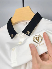 Thumbnail for Brand high-end hot diamond embroidered POLO shirt short sleeve men's