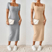 Thumbnail for Women Ribbed Midi Dress Soft Knitted Sexy Pencil Dress Casual Skinny