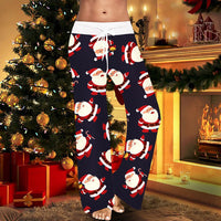 Thumbnail for Christmas Printed Pants Women Vintage Elastic High Waist Drawstring