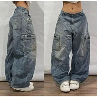 Thumbnail for Y2K Street Fashion New Oversized Printed Loose Jeans Male Harajuku