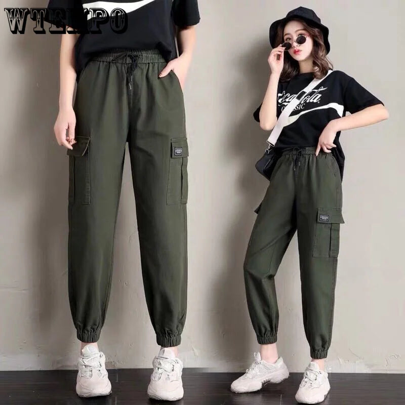 WTEMPO Overalls Women High Waist Sports Casual Pants Loose All-match