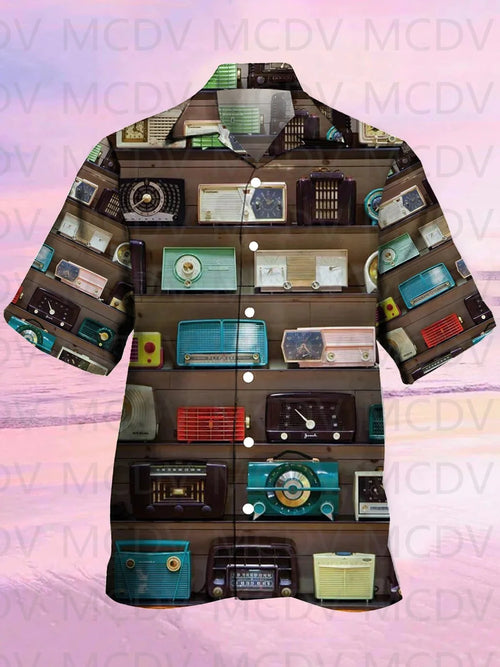 Men's For Women's Hawaiian Shirt Retro Magnetic Tapes Printed Button